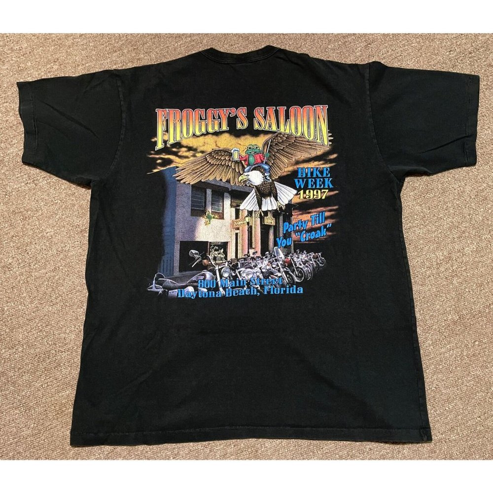 Vintage 1997 XL Froggys Saloon Harley Davidson Bike Week Single Stitch T-Shirt